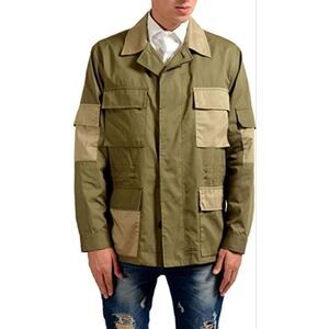 New Marc Jacobs Men IT 46 Olive Green Color Block Twill Safari Jacket Italy $700